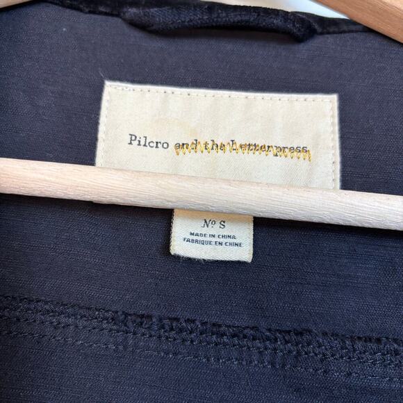 Pilcro and the Letterpress Velvet Jacket Size Small Black Button Up Slim Grunge - Picture 8 of 11